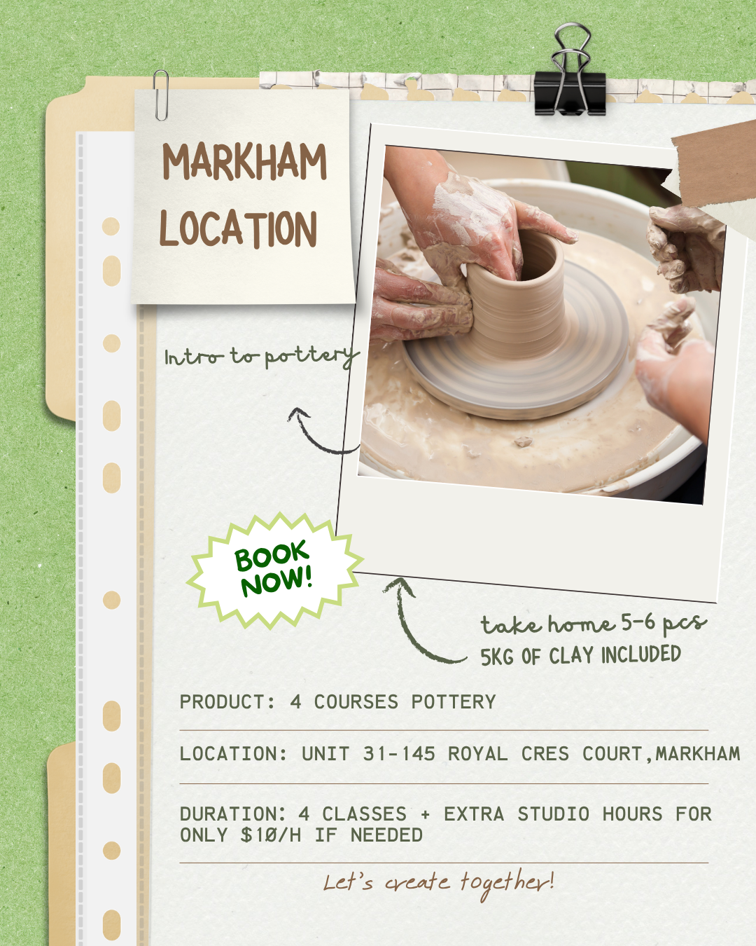 Wheel throwing (4 course classes ) (Markham)