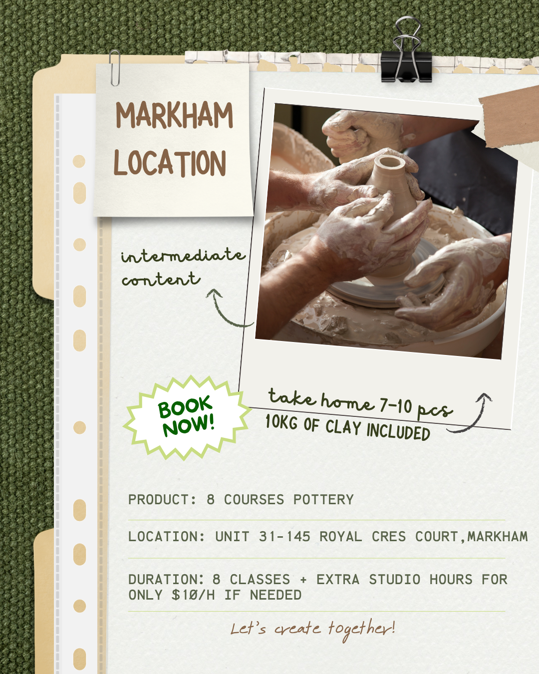 Wheel throwing (8 course classes ) (Markham)